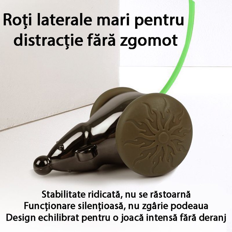 Jucărie interactivă cu roți mari și silențioase pentru pisici