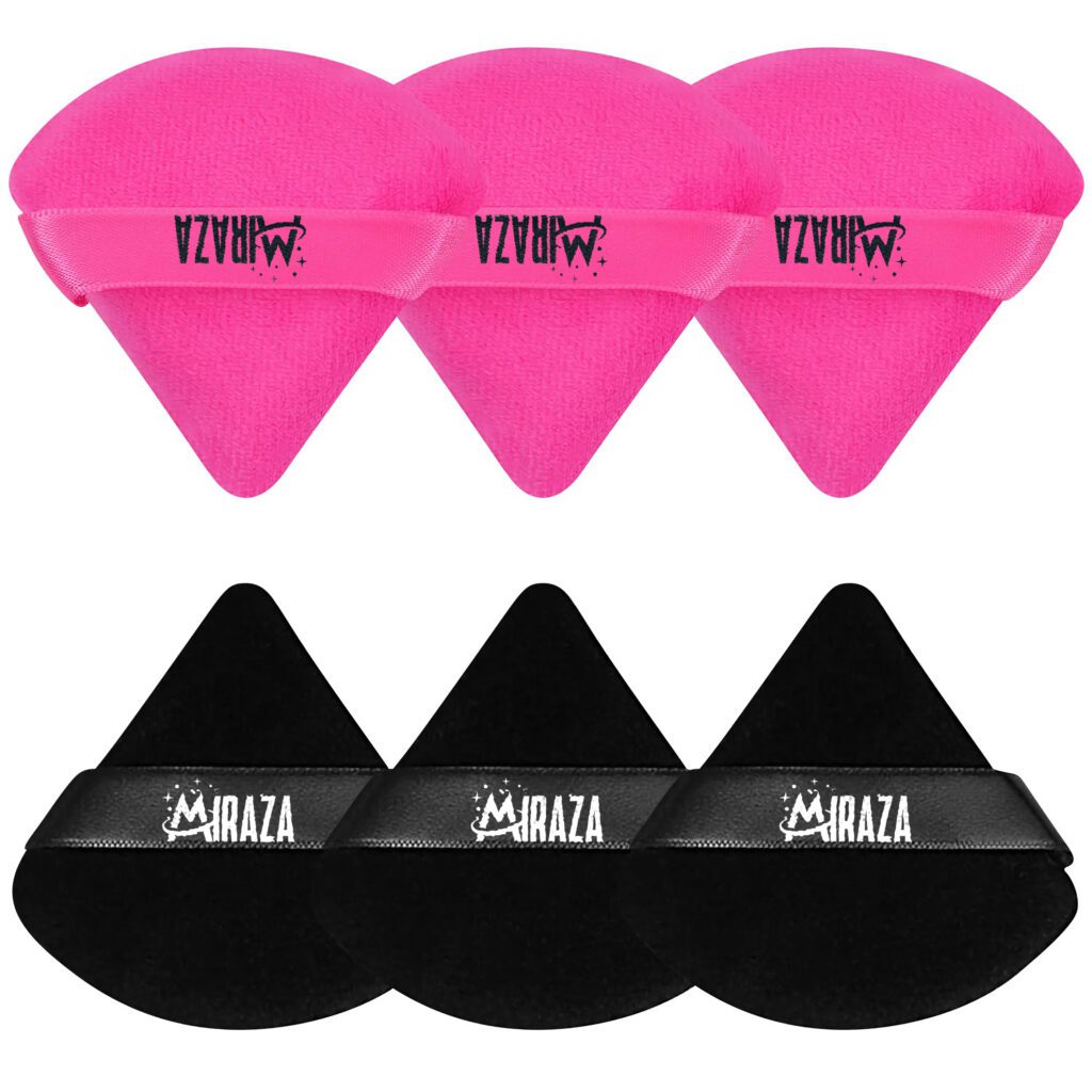 Set de bureți de machiaj triunghi roz și negri