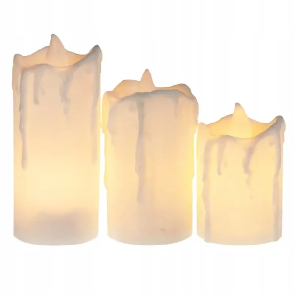 Set de 3 lumanari LED cu efect de ceara și flacără constantă
