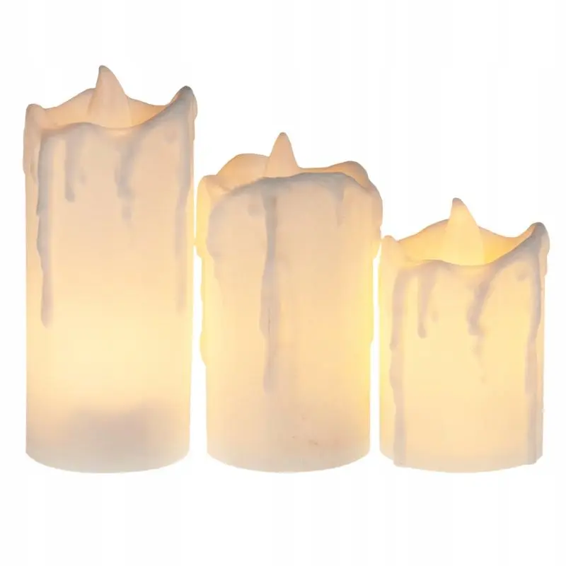 Set de 3 lumanari LED cu efect de ceara și flacără constantă