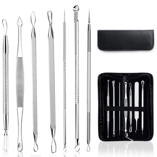 Set de 7 Pensete pentru Extractie Puncte Negre, Cosuri, Acnee, Inox