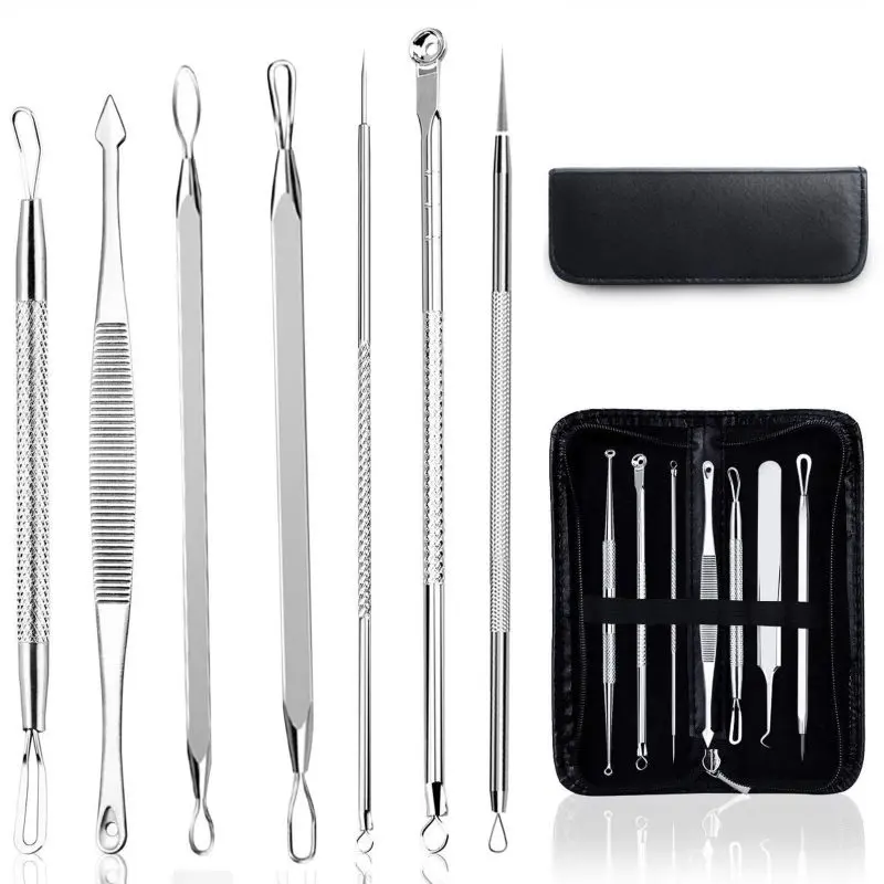 Set de 7 Pensete pentru Extractie Puncte Negre, Cosuri, Acnee, Inox - imagine 1