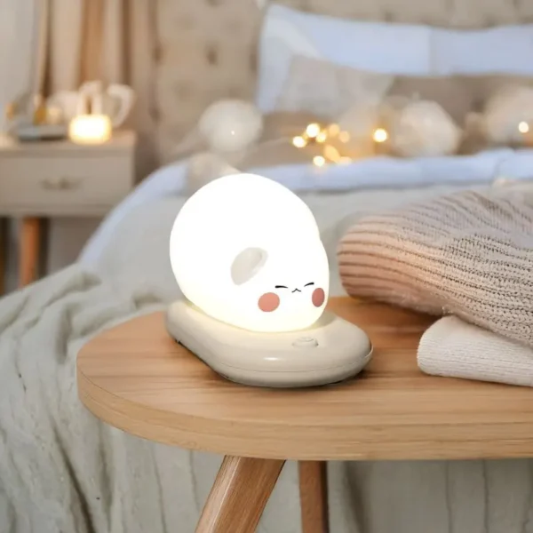 Lampa de veghe pentru copii, albă, în formă de pisicuță, cu senzor tactil