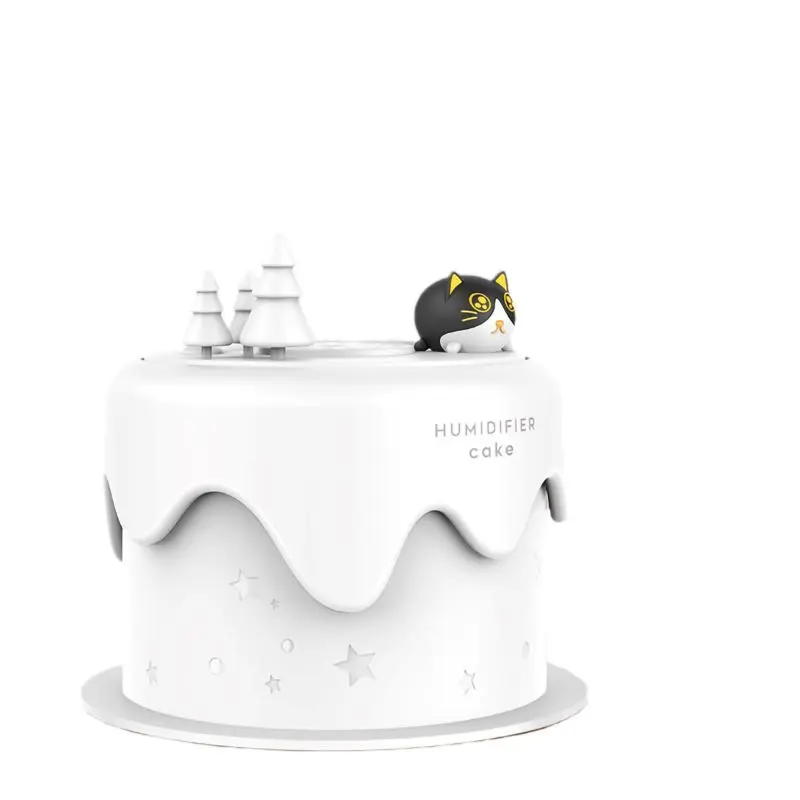 Umidificator aromaterapie alb, model pisica tort, decorativ