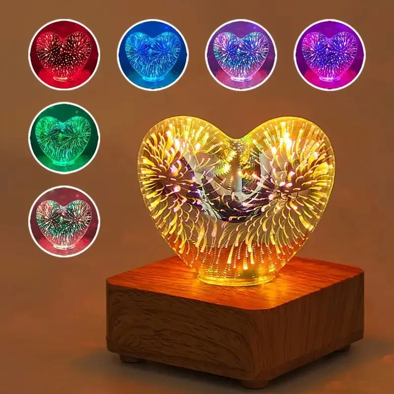 Lampa 3D Inima lumini colorate