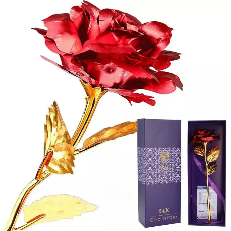Trandafir aurit în cutie lux