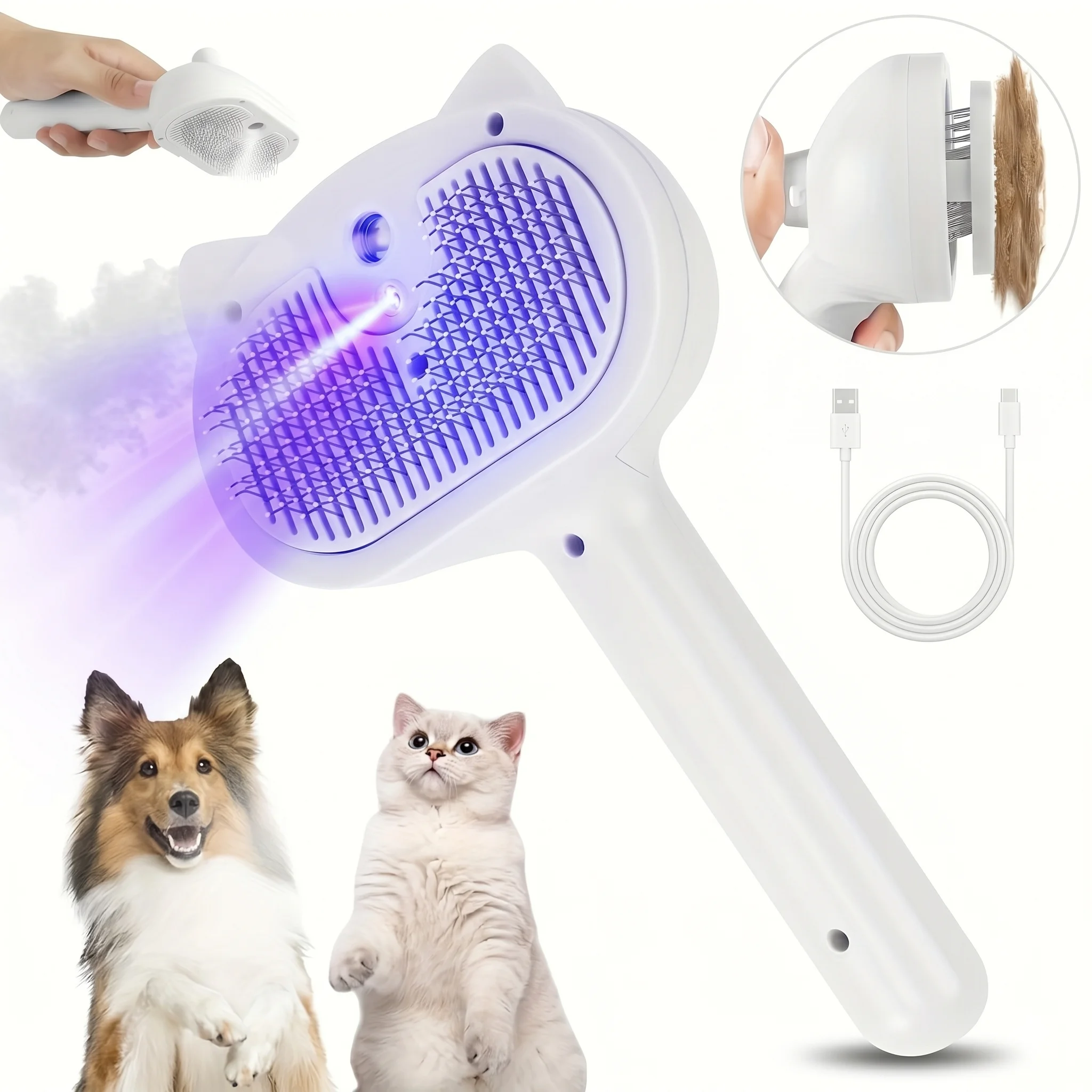 perie-cu-abur-si-Uv-animale-companie perie cu UV pentru animale