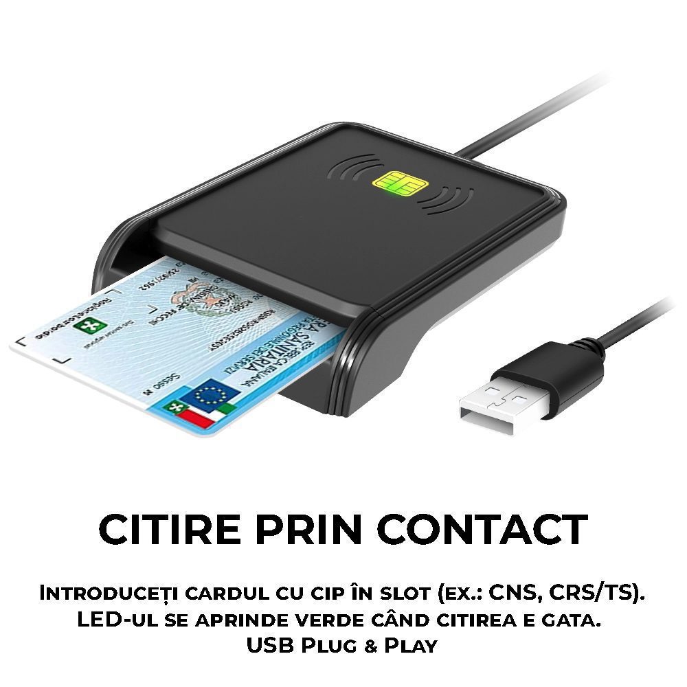 Cititor smart card 2-în-1 (IC + RFID/NFC) – compatibil CIE și card