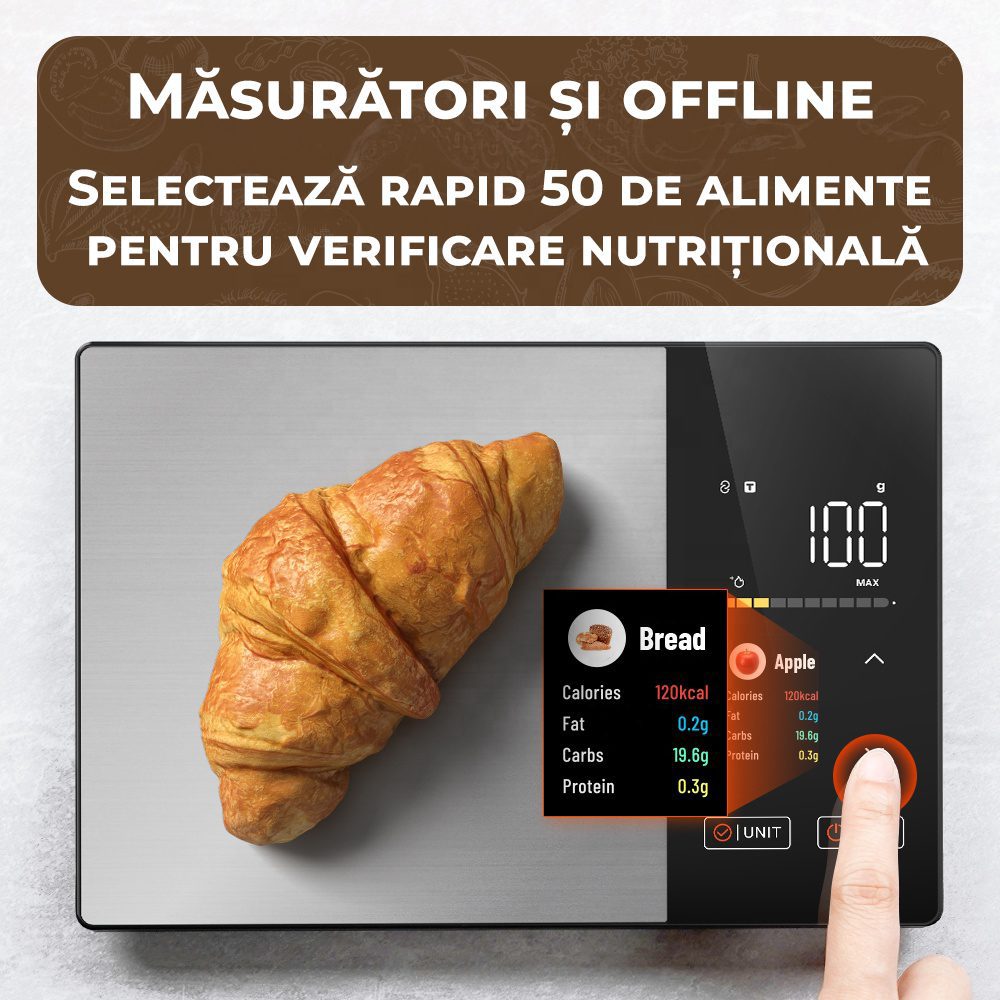 Cântar de bucătărie inteligent cu ecran TFT