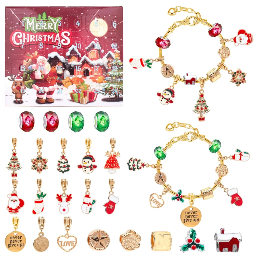 Set complet calendar Advent bijuterii Miraza cu bratari, margele si charmuri