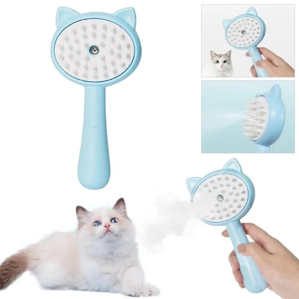 Perie cu abur pentru pisici Miraza 3 in 1 cu dinti din silicon si rezervor apa